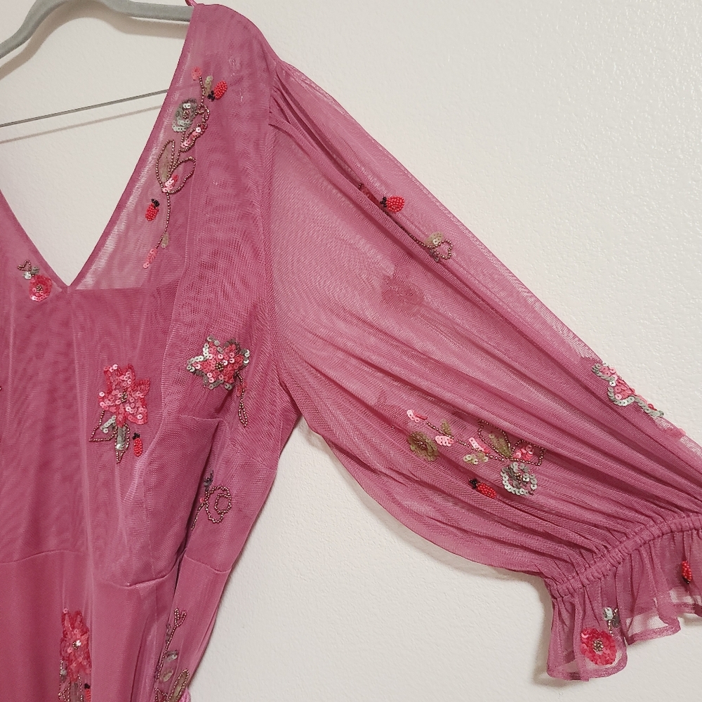 NWT Monsoon London Sabrina Embellished Midi Dress Pink - Picture 3 of 9